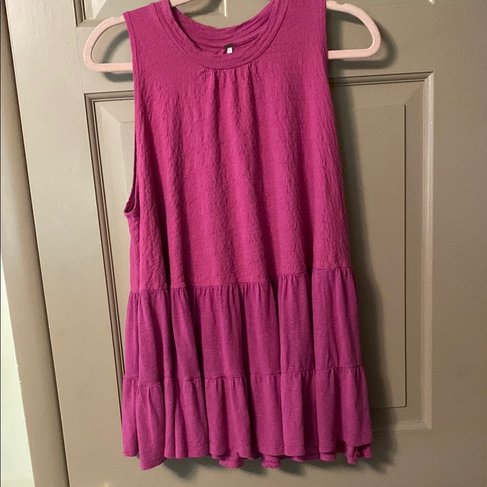 Free People Sleeveless Pink Tunic-Style Ruffled Top